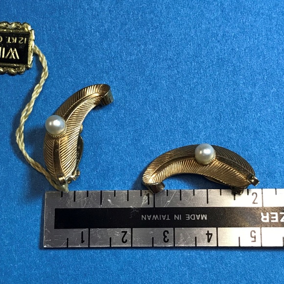 Signed Winard 12 KT GF Cultured Pearl Clip On Earrings 0119 - Picture 3 of 4